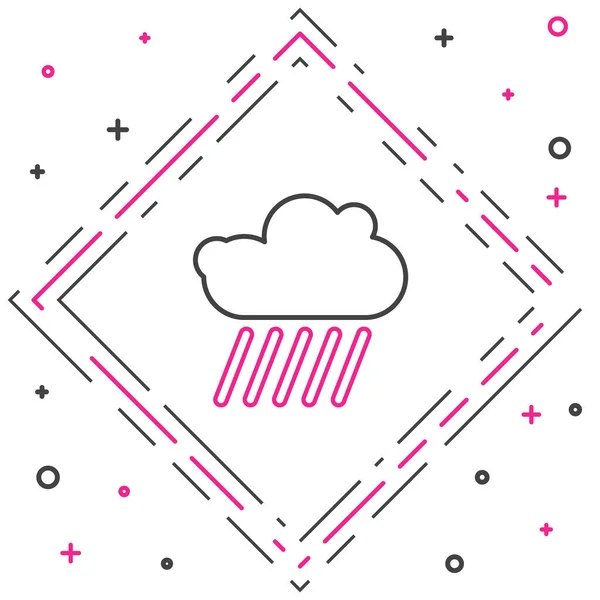Line Cloud Mit Regen Symbol Isoliert Auf Weißem Hintergrund Regenwolken — Stockvektor