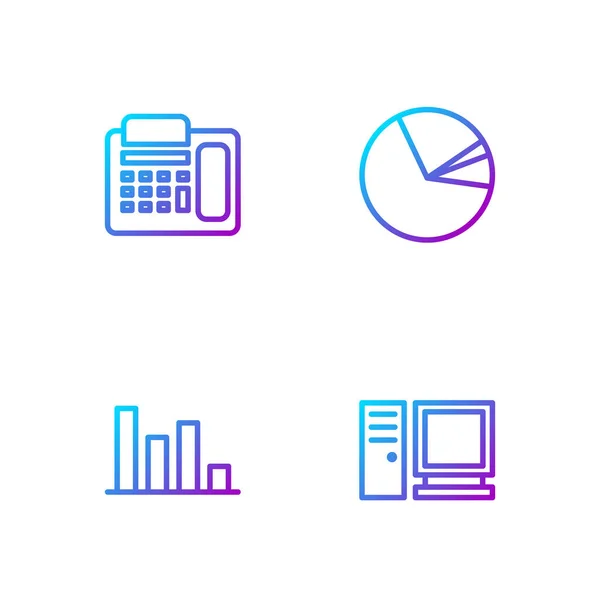 Állítsa Számítógép Monitor Pie Chart Infographic Telefon Gradient Színes Ikonok — Stock Vector