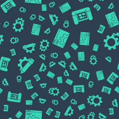 Tarayıcı ayarı, ev planı, kalem ve teçhizat ve teçhizatı kusursuz bir düzende ayarla. Vektör.