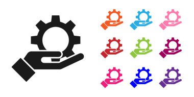 El simgesindeki Siyah Ayarlar beyaz arkaplanda izole edildi. Simgeleri renklendirin. Vektör İllüstrasyonu.