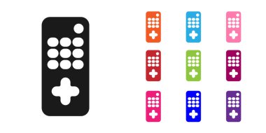 Siyah Uzaktan Denetim simgesi beyaz arkaplanda izole edildi. Simgeleri renklendirin. Vektör İllüstrasyonu.