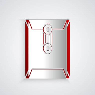 Kağıt kesiği, gri arkaplanda izole edilmiş Zarf simgesi. E- posta mektup sembolü. Kağıt sanatı tarzı. Vektör İllüstrasyonu.