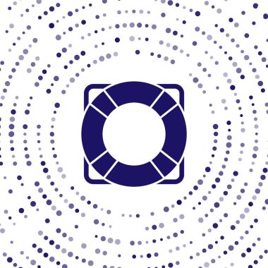 Mavi Lifebuoy simgesi beyaz arkaplanda izole edildi. Can simidi sembolü. Soyut çember rastgele noktalar. Vektör İllüstrasyonu.