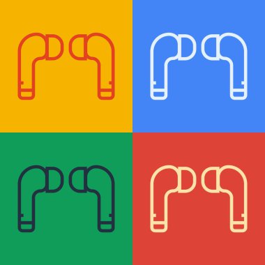 Pop Art Line Air kulaklık simgesi renk arkaplanında izole edildi. Kulaklıklar için kablosuz cihaz. Elektronik cihazlar. Vektör İllüstrasyonu.