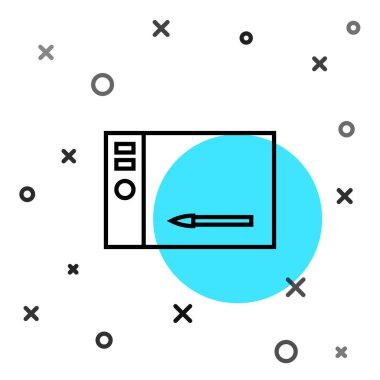 Beyaz arkaplanda siyah çizgi grafik tableti simgesi izole edildi. Rastgele dinamik şekiller. Vektör İllüstrasyonu.