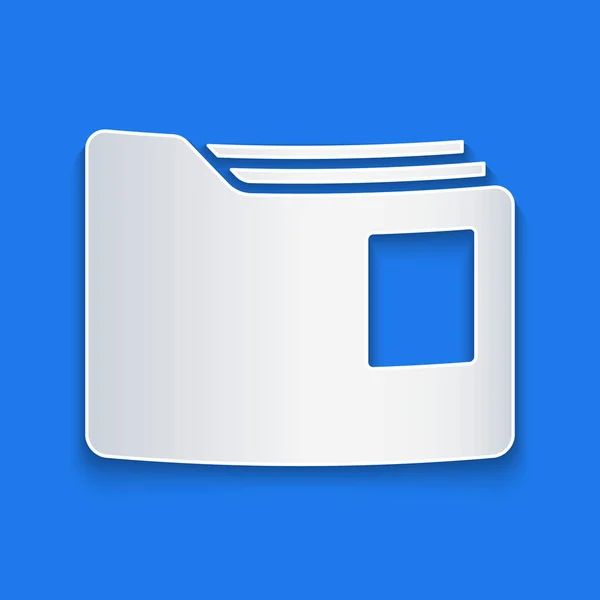 Corte Papel Icono Carpeta Documento Aislado Sobre Fondo Azul Símbolo — Vector de stock