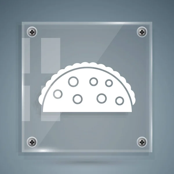 Taco Blanc Avec Icône Tortilla Isolée Sur Fond Gris Menu — Image vectorielle