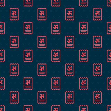 Kırmızı Hat Havayolları bilet ikonu siyah arka planda izole edilmiş. Uçak bileti. Vektör İllüstrasyonu.