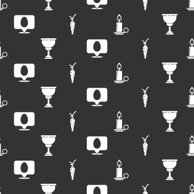 Mum yakma ayini, Hıristiyan kadehi paskalya yumurtalı konuşma balonu ve havuç. Vektör.