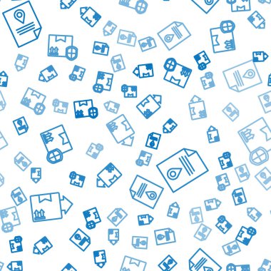 Çizgi kutusunu trafik sembollü olarak ayarla, Belge takip işaretleyici sistemi ve teslimat paketi güvenliği ve kalkanları kusursuz desenli. Vektör.