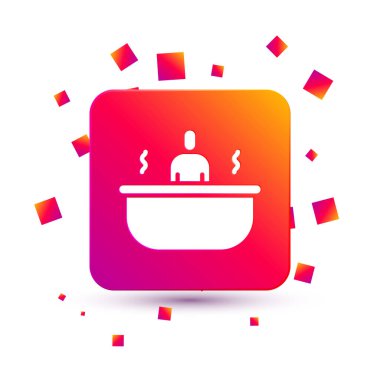 Beyaz arka planda izole edilmiş beyaz küvet ikonu. Kare renk düğmesi. Vektör İllüstrasyonu