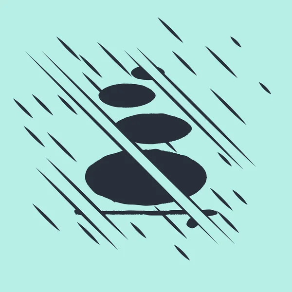 Pierres chaudes Black Stack icône isolée sur fond vert. Accessoire salon de spa. Style scintillant. Illustration vectorielle — Image vectorielle