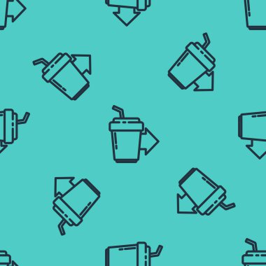 Siyah çizgi kahve fincanı yeşil arka planda izole edilmiş bir ikon haline gelecek. Vektör İllüstrasyonu