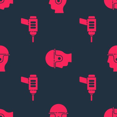 Elektrikli matkap ve işçi kaskını kusursuz desene ayarlayın. Vektör