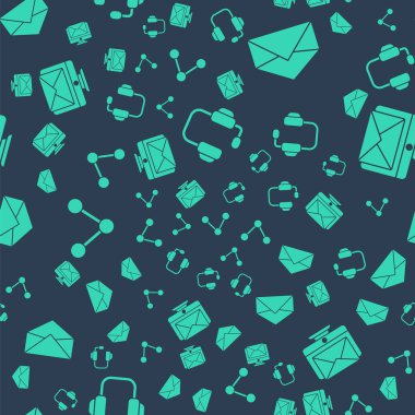 Kulaklıkları, Zarfı, Paylaşım ve Monitörü ve zarfı pürüzsüz desenlere ayarlayın. Vektör