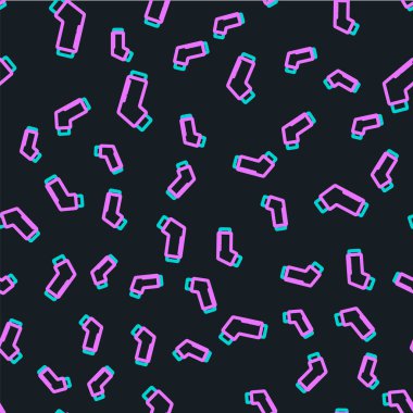 Çizgi solunum simgesi siyah arkaplanda izole edilmiş. Öksürük şurubu, solunum, alerjik hasta. Tıbbi alerji astım spreyi. Renkli taslak. Vektör