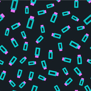 Satır USB flaş bellek simgesi siyah arkaplanda izole edilmiş. Vektör İllüstrasyonu