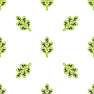 Çizgi Yaprak simgesi beyaz arkaplanda izole edilmiş kusursuz desen. İşaret bırakıyor. Taze doğal ürün sembolü. Vektör İllüstrasyonu