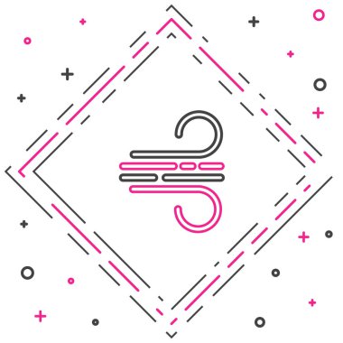 Çizgi Rüzgârı simgesi beyaz arkaplanda izole edildi. Rüzgarlı bir hava. Renkli taslak konsepti. Vektör İllüstrasyonu