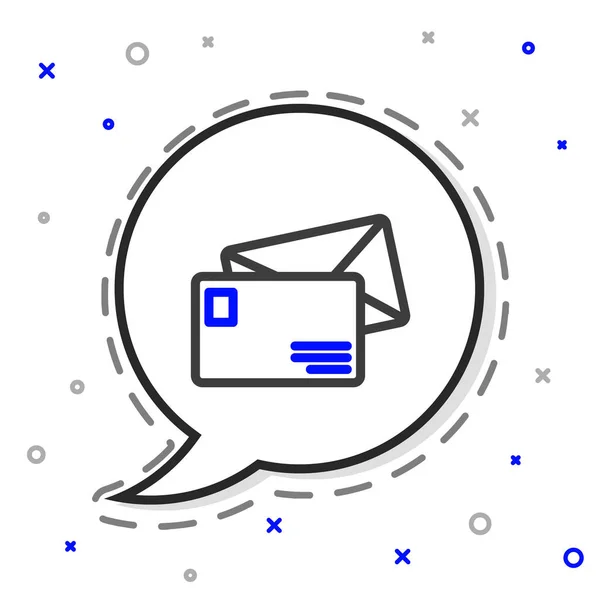 Line Envelope icoon geïsoleerd op witte achtergrond. E-mailbericht letter symbool. Kleurrijk concept. Vector Illustratie — Stockvector