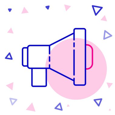 Beyaz arkaplanda Hat Megafonu simgesi izole edildi. Yüksek sesle konuşma uyarısı. Ağızlık için megafon, terfi diye bağırıyor. Renkli taslak konsepti. Vektör İllüstrasyonu