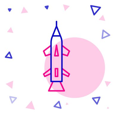 Roket çizgi simgesi beyaz arkaplanda izole edildi. Renkli taslak konsepti. Vektör İllüstrasyonu