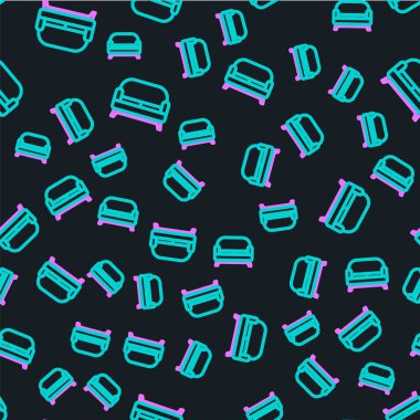 Satır Kanepesi simgesi siyah arkaplanda izole edilmiş kusursuz desen. Vektör İllüstrasyonu