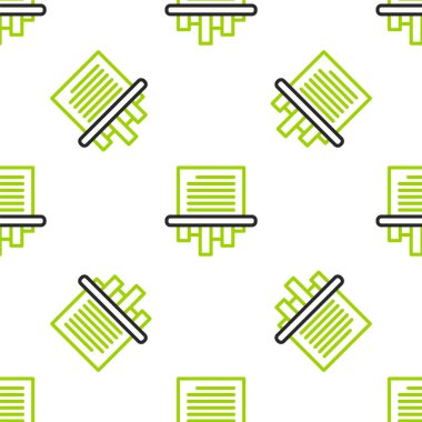 Kağıt öğütücü gizli ve özel belge ofis bilgi koruma ikonu beyaz arkaplanda izole edilmiş pürüzsüz desen. Vektör İllüstrasyonu