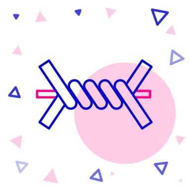 Beyaz arkaplanda çizgi dikenli tel simgesi izole edildi. Renkli taslak konsepti. Vektör İllüstrasyonu