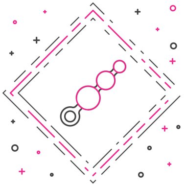 Beyaz arkaplanda çizgi anal boncuk simgesi izole edildi. Anal taşak işareti. Fetiş aksesuarı. Erkekler ve kadınlar için seks oyuncağı. Renkli taslak konsepti. Vektör İllüstrasyonu