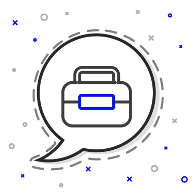 Satır Araç Kutusu simgesi beyaz arkaplanda izole edildi. Alet kutusu tabelası. Renkli taslak konsepti. Vektör İllüstrasyonu