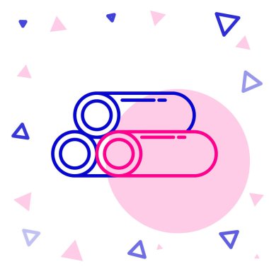 Çizgi Endüstrisi metalik boru ikonu beyaz arka planda izole edildi. Tesisat boru hattının farklı şekillerde parçaları. Renkli taslak konsepti. Vektör İllüstrasyonu