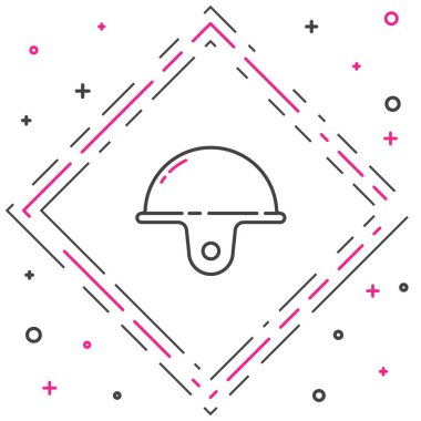 Beyaz arkaplanda çizgi işçisi kaskı simgesi izole edildi. Renkli taslak konsepti. Vektör İllüstrasyonu