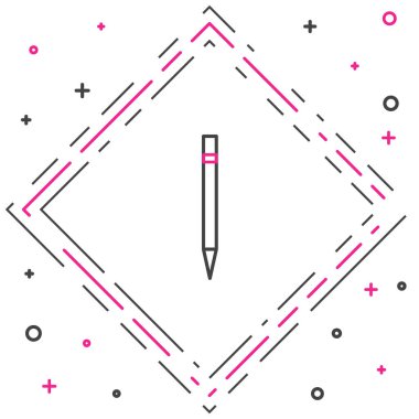 Silgi simgesine sahip satır kalem beyaz arkaplanda izole edildi. Çizim ve eğitim araçları. Okul sembolü. Renkli taslak konsepti. Vektör İllüstrasyonu