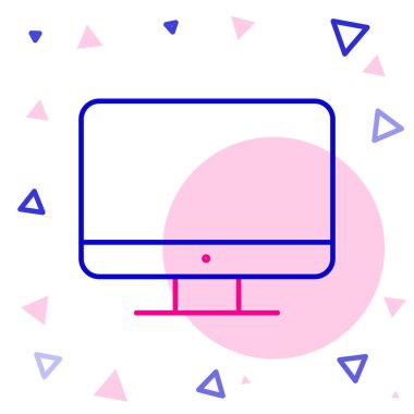 Çizgi Bilgisayar ekranı simgesi beyaz arkaplanda izole edildi. Elektronik cihaz. Ön manzara. Renkli taslak konsepti. Vektör İllüstrasyonu