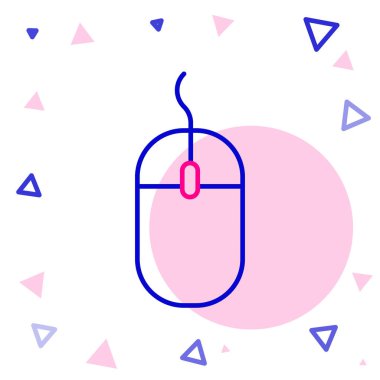 Satır Bilgisayar fare simgesi beyaz arkaplanda izole edildi. Tekerlek sembollü optik. Renkli taslak konsepti. Vektör İllüstrasyonu