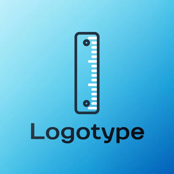 Піктограма лінійного лінійки ізольовано на синьому фоні. Символ прямокутника. Барвиста концепція контуру. Векторна ілюстрація — стоковий вектор