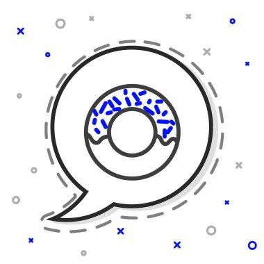 Beyaz arka planda izole edilmiş tatlı jöleli donut. Renkli taslak konsepti. Vektör İllüstrasyonu