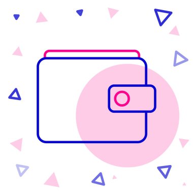 Çizgi Cüzdan simgesi beyaz arkaplanda izole edildi. Çanta ikonu. Nakit tasarruf sembolü. Renkli taslak konsepti. Vektör İllüstrasyonu