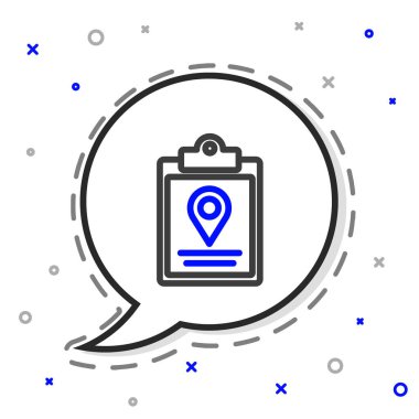 Beyaz arkaplanda satır Belgesi izleme sistemi simgesi izole edildi. Paket takibi. Renkli taslak konsepti. Vektör İllüstrasyonu