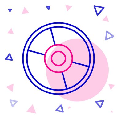 Satır CD veya DVD disk simgesi beyaz arkaplanda izole edildi. Küçük disk işareti. Renkli taslak konsepti. Vektör İllüstrasyonu