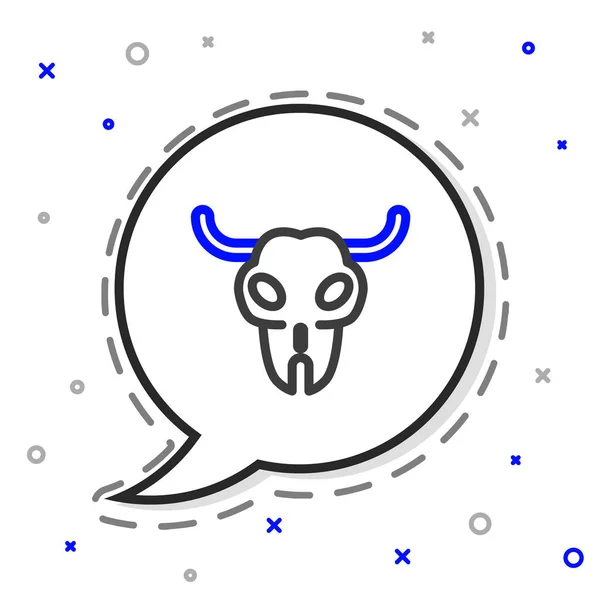 Ligne Buffalo icône du crâne isolé sur fond blanc. Concept de contour coloré. Illustration vectorielle — Image vectorielle
