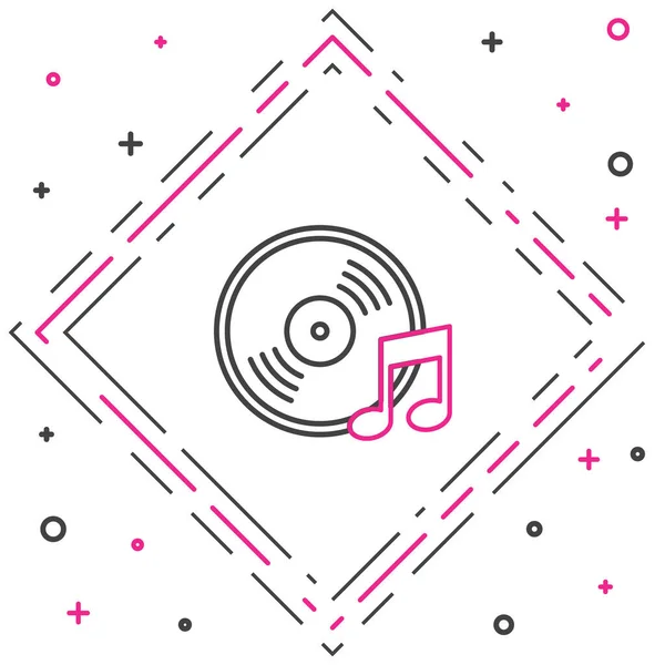 Řádek Vinyl disk ikona izolované na bílém pozadí. Barevný koncept. Vektorová ilustrace — Stockový vektor