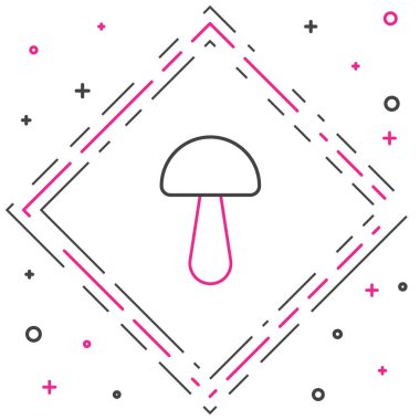 Beyaz arkaplanda izole edilmiş çizgi Psilocybin mantar ikonu. Psikedelik halüsinasyon. Renkli taslak konsepti. Vektör İllüstrasyonu