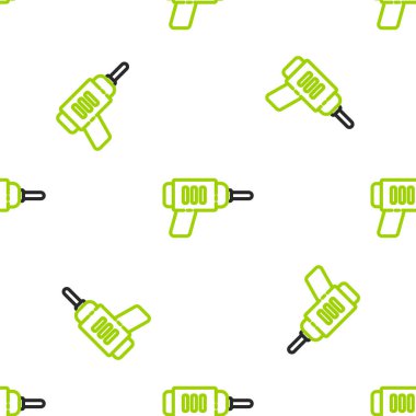 Line Electric matkap simgesi beyaz arkaplanda izole edilmiş kusursuz desen. Tamir aleti. Vektör İllüstrasyonu