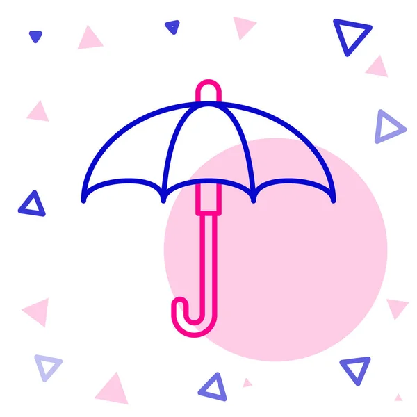 Γραμμή Κλασικό κομψό άνοιξε ομπρέλα εικονίδιο απομονώνονται σε λευκό φόντο. Σύμβολο προστασίας από βροχή. Πολύχρωμο περίγραμμα έννοια. Εικονογράφηση διανύσματος — Διανυσματικό Αρχείο