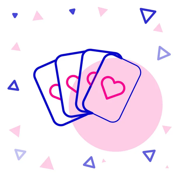 Line Deck ikony kart do gry izolowane na białym tle. Hazard w kasynie. Kolorowy koncept. Ilustracja wektora — Wektor stockowy