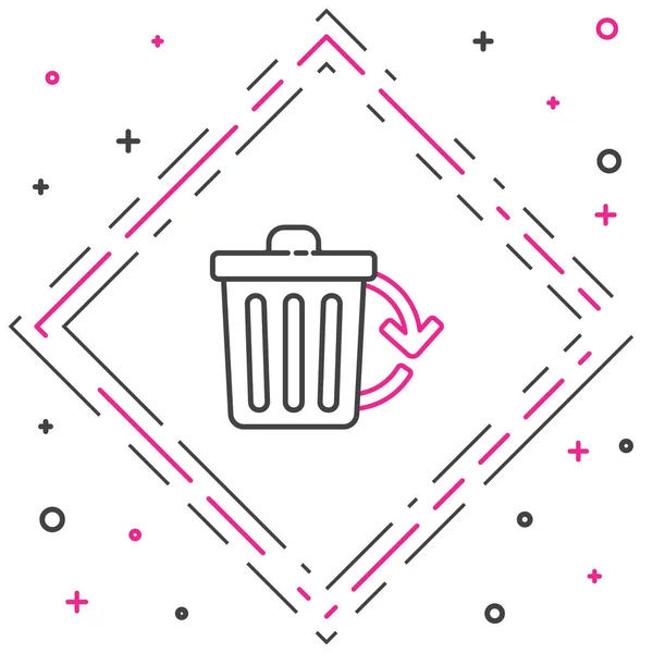 Line Recycle bin med ikonen återvinningssymbol isolerad på vit bakgrund. Soptunnan ikonen. Soptunnan skylt. Återvinn korg tecken. Färgstarkt skisskoncept. Vektor Illustration — Stock vektor