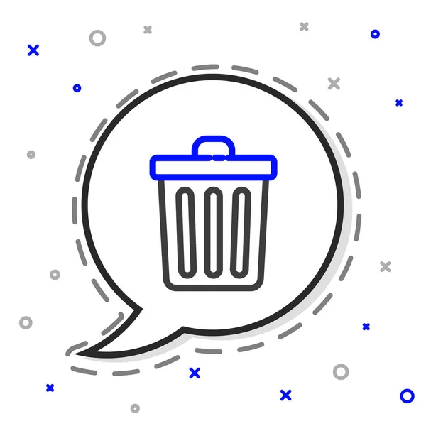 Line Trash can icon isolated on white background. Garbage bin sign. Recycle basket icon. Office trash icon. Colorful outline concept. Vector Illustration — Stock Vector