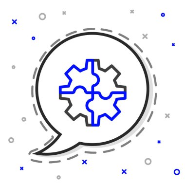 Çizgi Dişli simgesi beyaz arkaplanda izole edildi. Çarklı teçhizat ayarları. İşçi sembolü. Renkli taslak konsepti. Vektör İllüstrasyonu